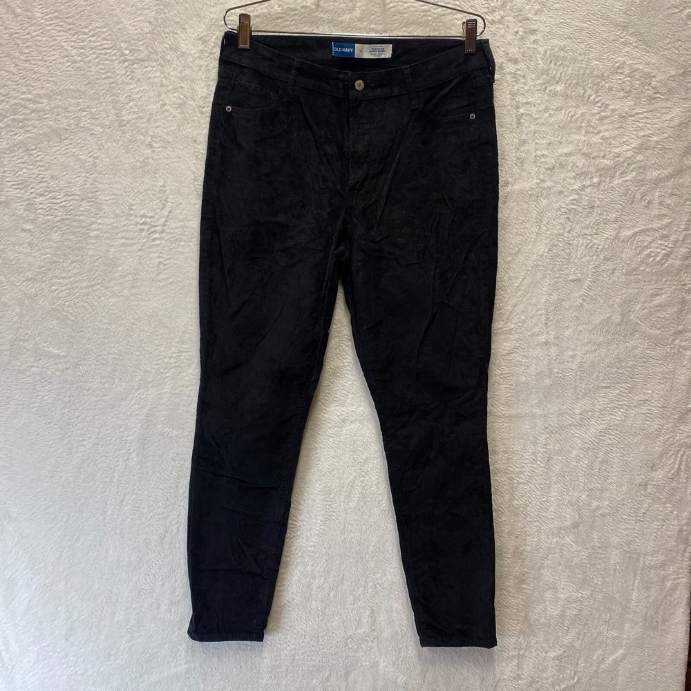 Old Navy Rockstar Corduroy Pants Womens 12 Black Cotton Super Skinny High Rise